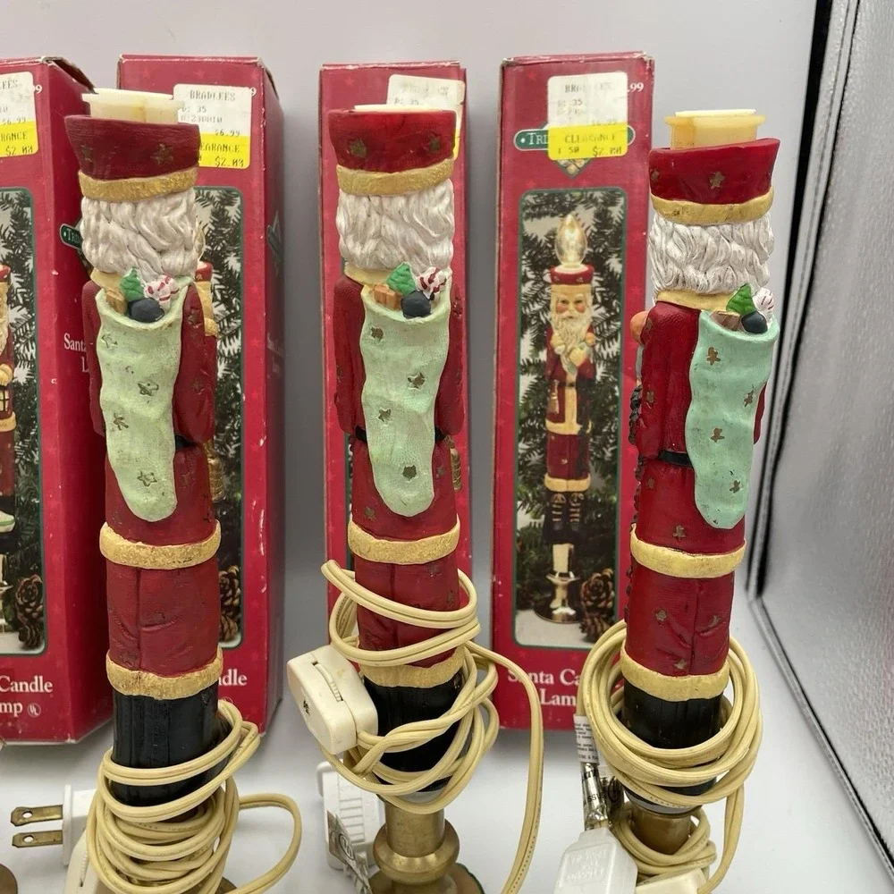 Vintage Trimmings Etc Santa Candle Lamps Set of 6 Tested‎ Working 1990s W/ Boxes